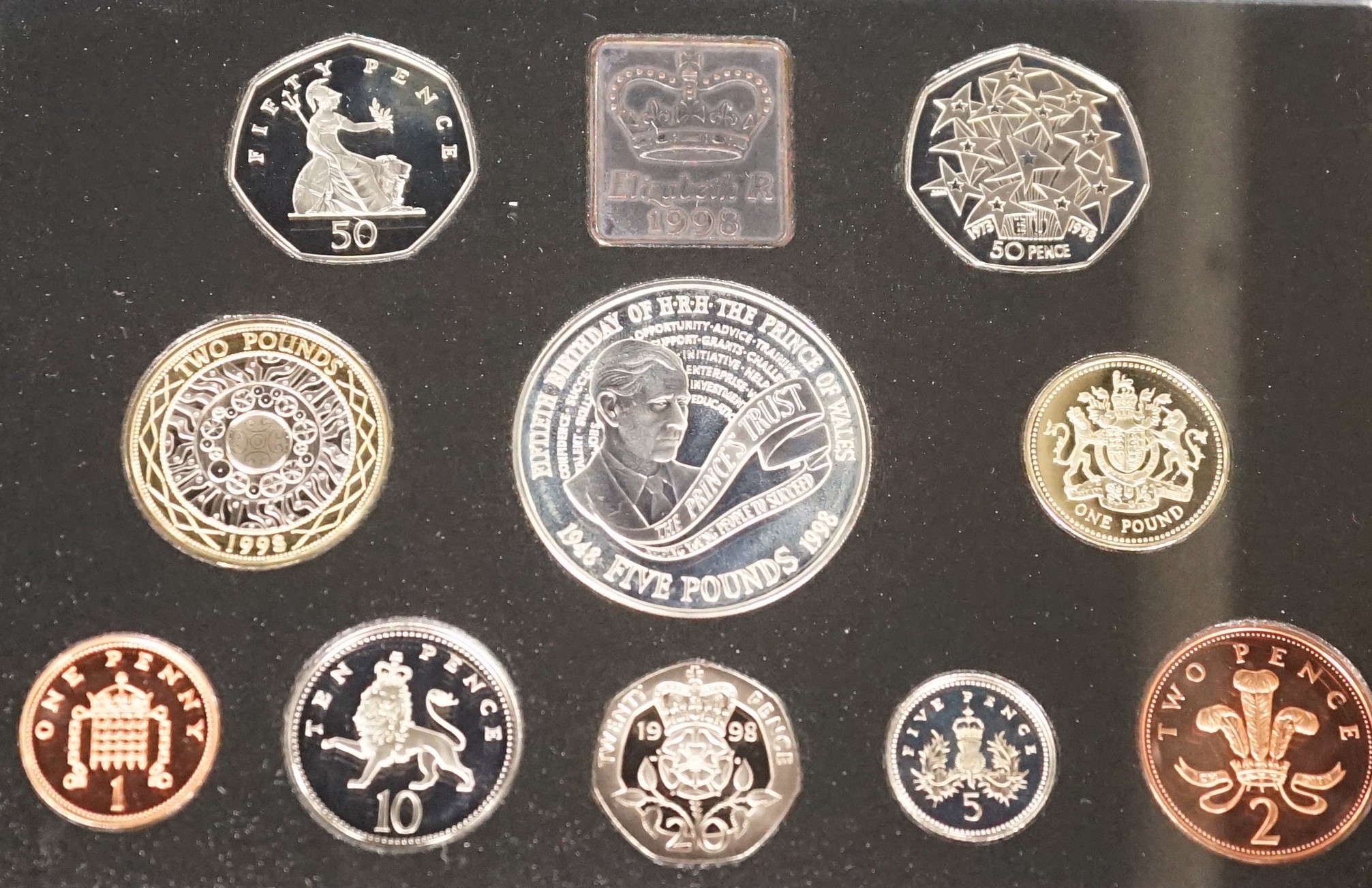Ten cased Royal Mint UK proof coin year sets 1990-1999